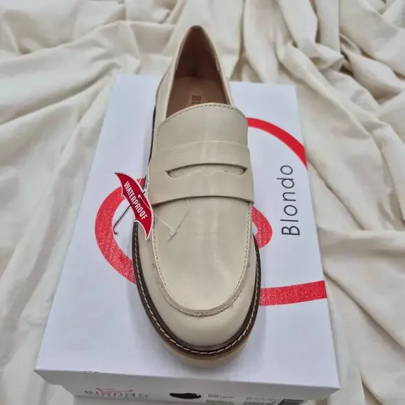NEW Blondo Penny Waterproof Loafers slip on flat bone Leather women size 7 - Picture 4 of 8